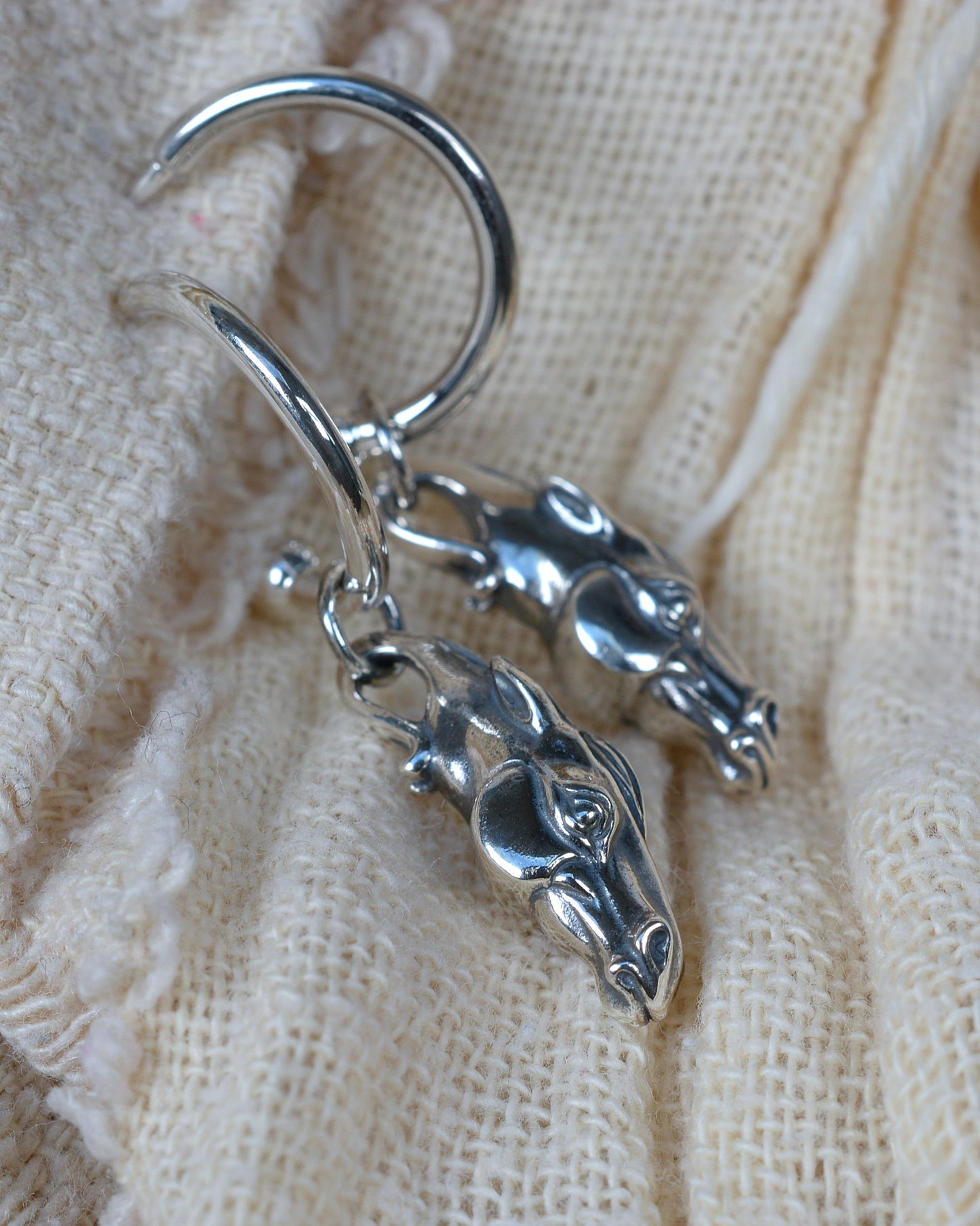 Horse head earrings, sterling silver equestrian earrings *This piece is finished and ready to be shipped* © Adrian Ashley