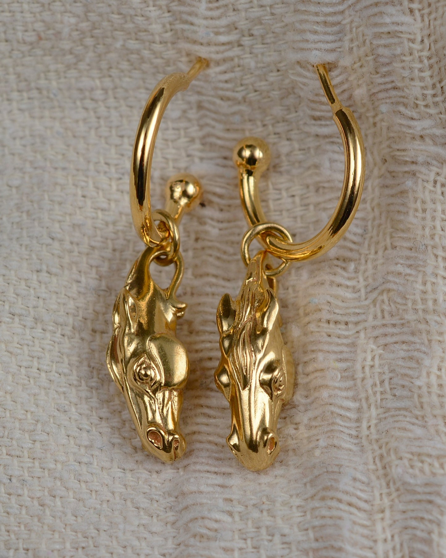 Horse head earrings, gold plated, sterling silver equestrian earrings *This piece is finished and ready to be shipped* © Adrian Ashley