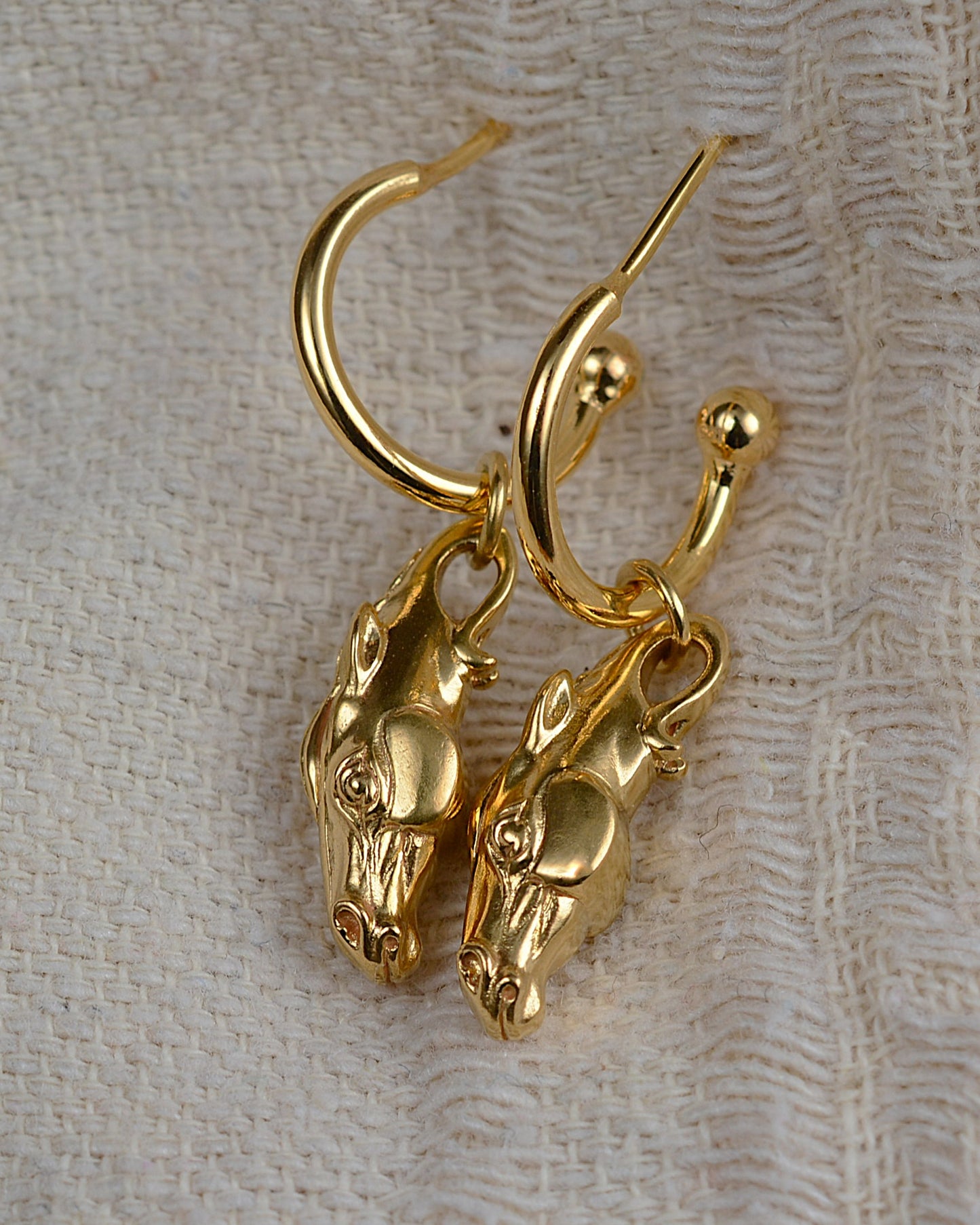 Horse head earrings, gold plated, sterling silver equestrian earrings *This piece is finished and ready to be shipped* © Adrian Ashley