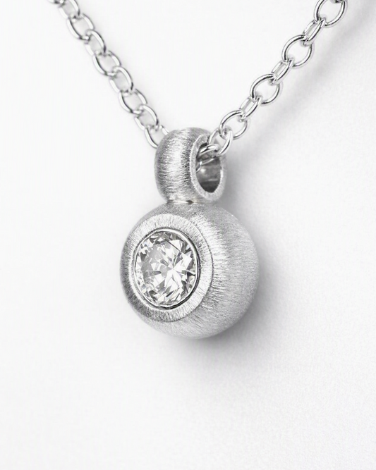 Pendant featuring a 0.36ct transitional-cut diamond reclaimed from vintage jewellery.