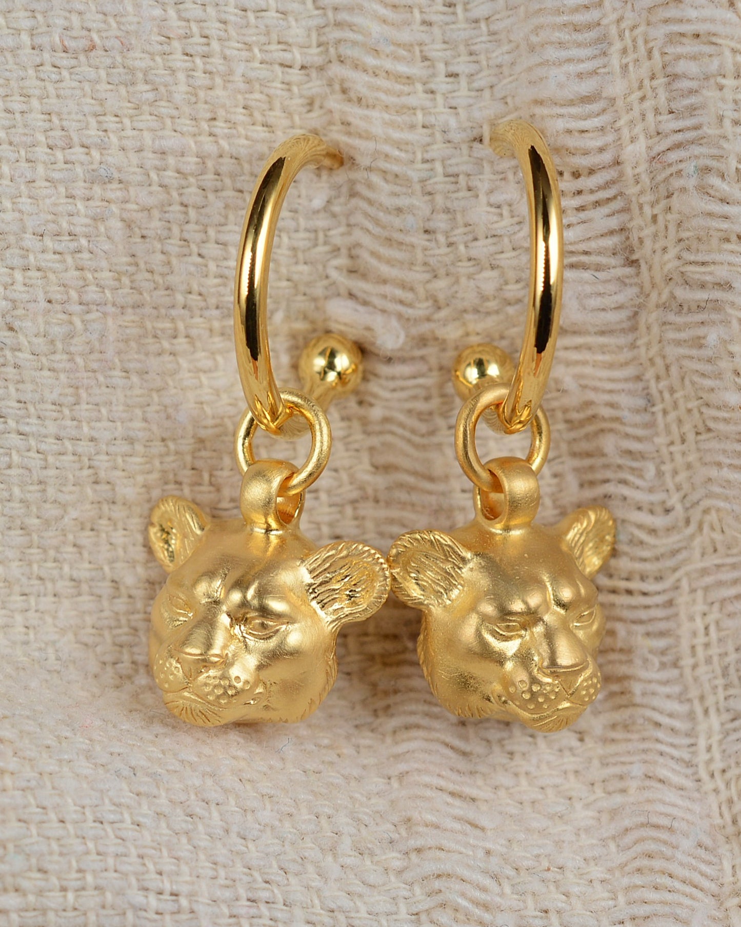 Gold plated, solid sterling silver Lioness earrings *This piece is finished and ready to be shipped* © Adrian Ashley