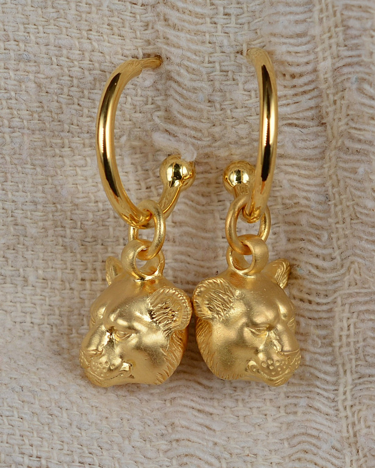 Gold plated, solid sterling silver Lioness earrings *This piece is finished and ready to be shipped* © Adrian Ashley