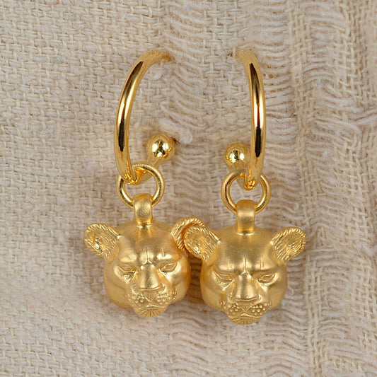 Gold plated, solid sterling silver Lioness earrings *This piece is finished and ready to be shipped* © Adrian Ashley