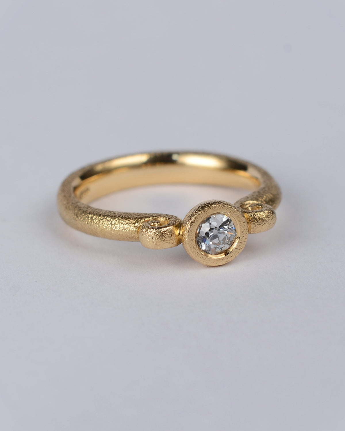 Old-cut 0.20ct vintage diamond and genuine Fairtrade 18ct gold handmade ring.