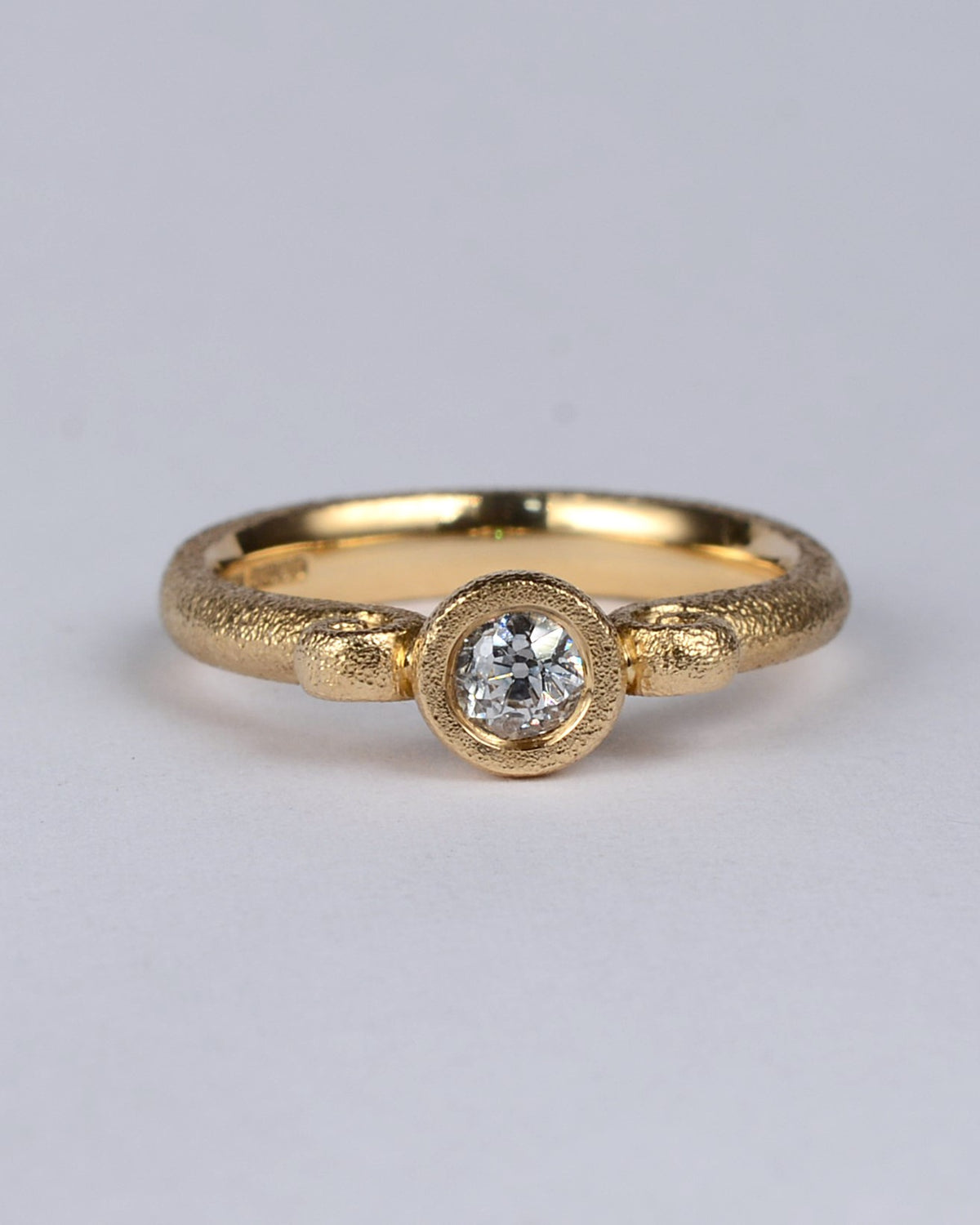 Old-cut 0.20ct vintage diamond and genuine Fairtrade 18ct gold handmade ring.