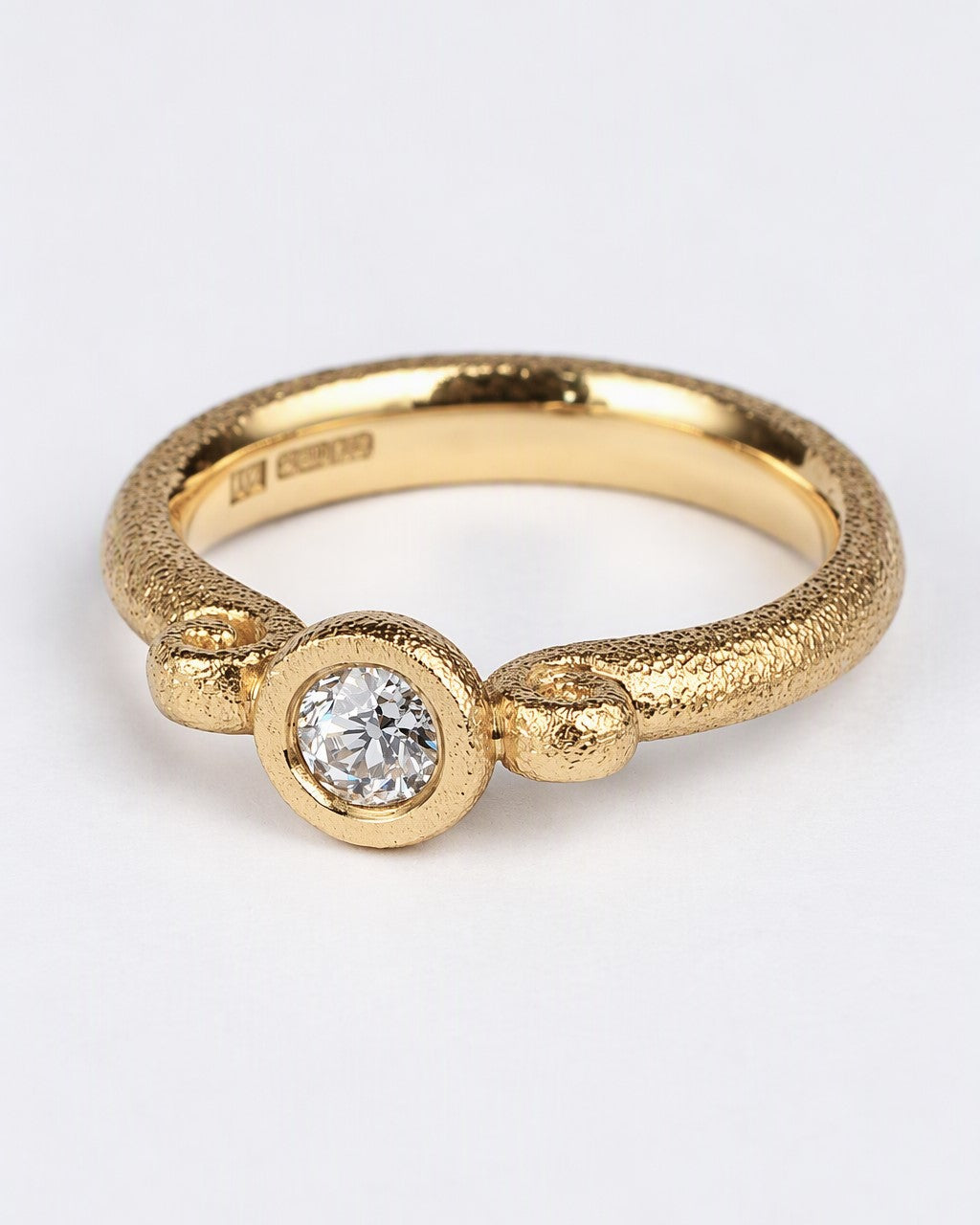 Old-cut 0.20ct vintage diamond and genuine Fairtrade 18ct gold handmade ring.