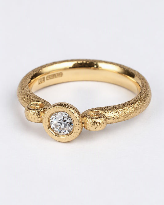 Old-cut 0.20ct vintage diamond and genuine Fairtrade 18ct gold handmade ring.