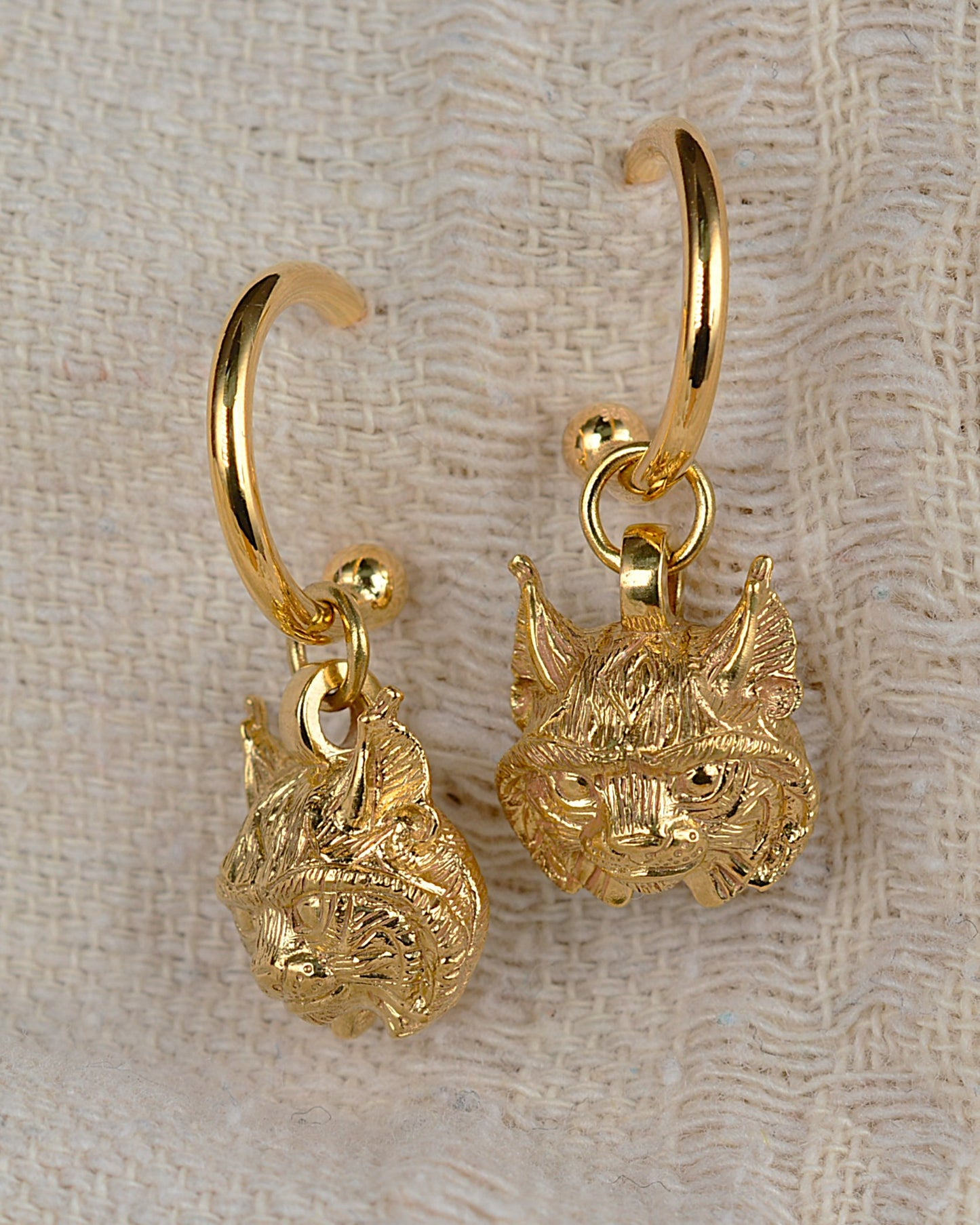 Gold plated, sterling silver Lynx earrings *This piece is finished and ready to be shipped* © Adrian Ashley