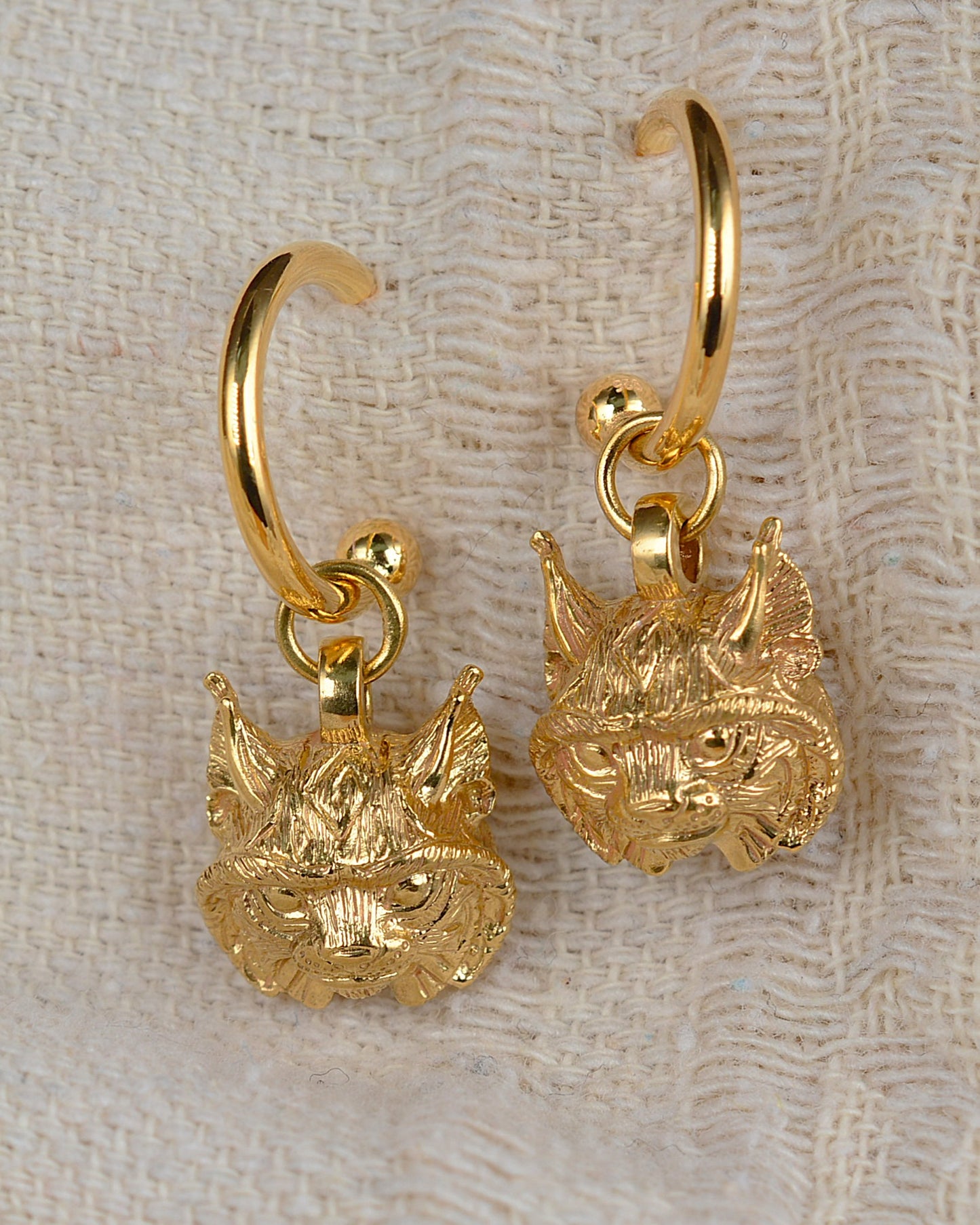 Gold plated, sterling silver Lynx earrings *This piece is finished and ready to be shipped* © Adrian Ashley