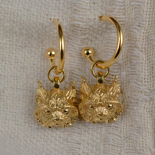 Gold plated, sterling silver Lynx earrings *This piece is finished and ready to be shipped* © Adrian Ashley