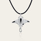 Manta Ray necklace. Made from highly polished, tarnish resistant silver, strung on a strong cord. © Adrian Ashley