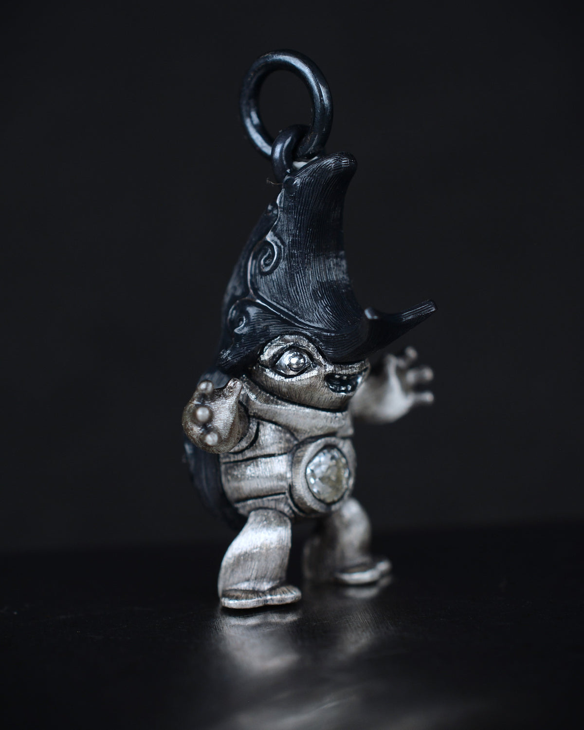Black Beetle Creature with an antique diamond set in its belly