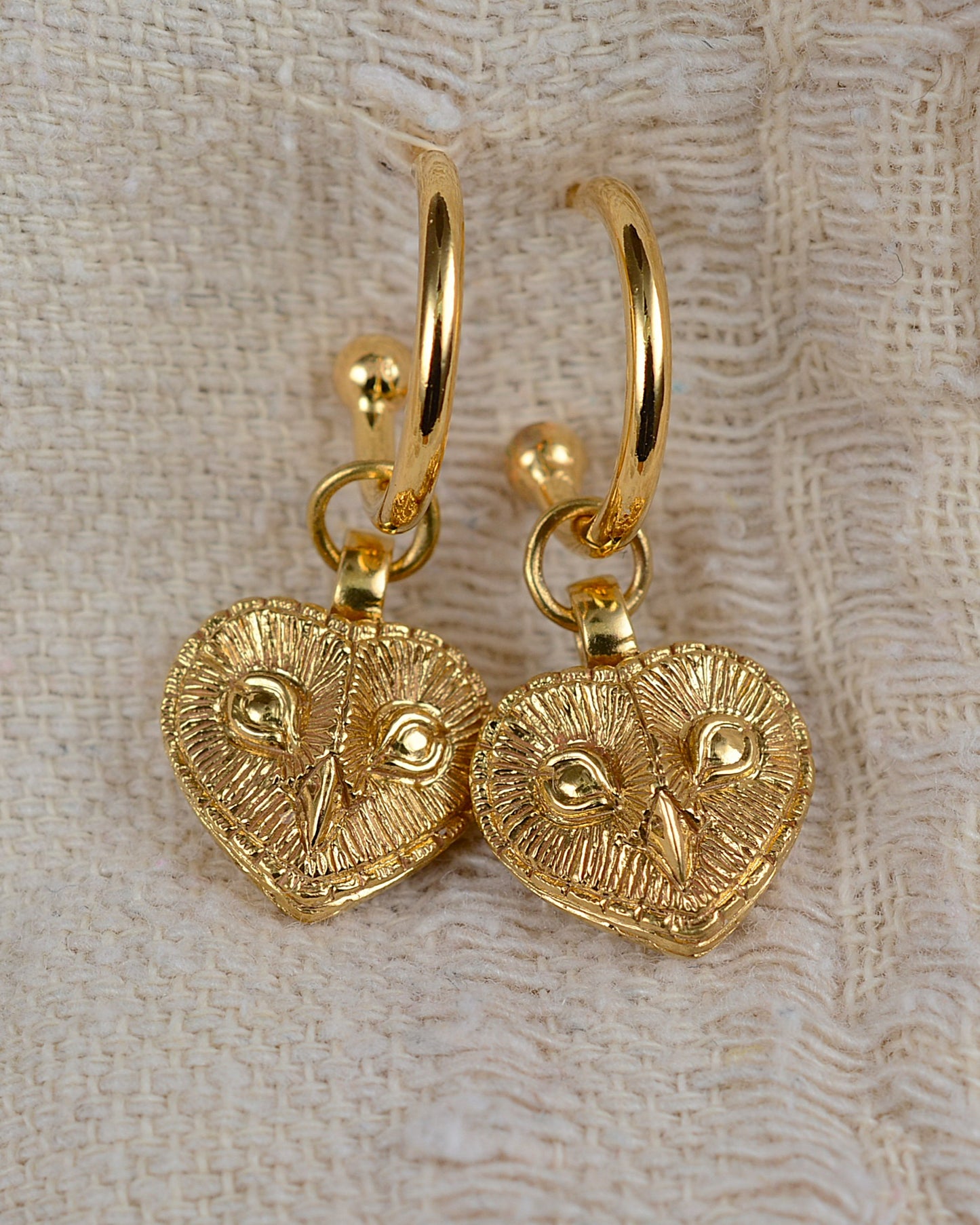Gold plated, solid sterling silver Owl earrings *This piece is finished and ready to be shipped* © Adrian Ashley