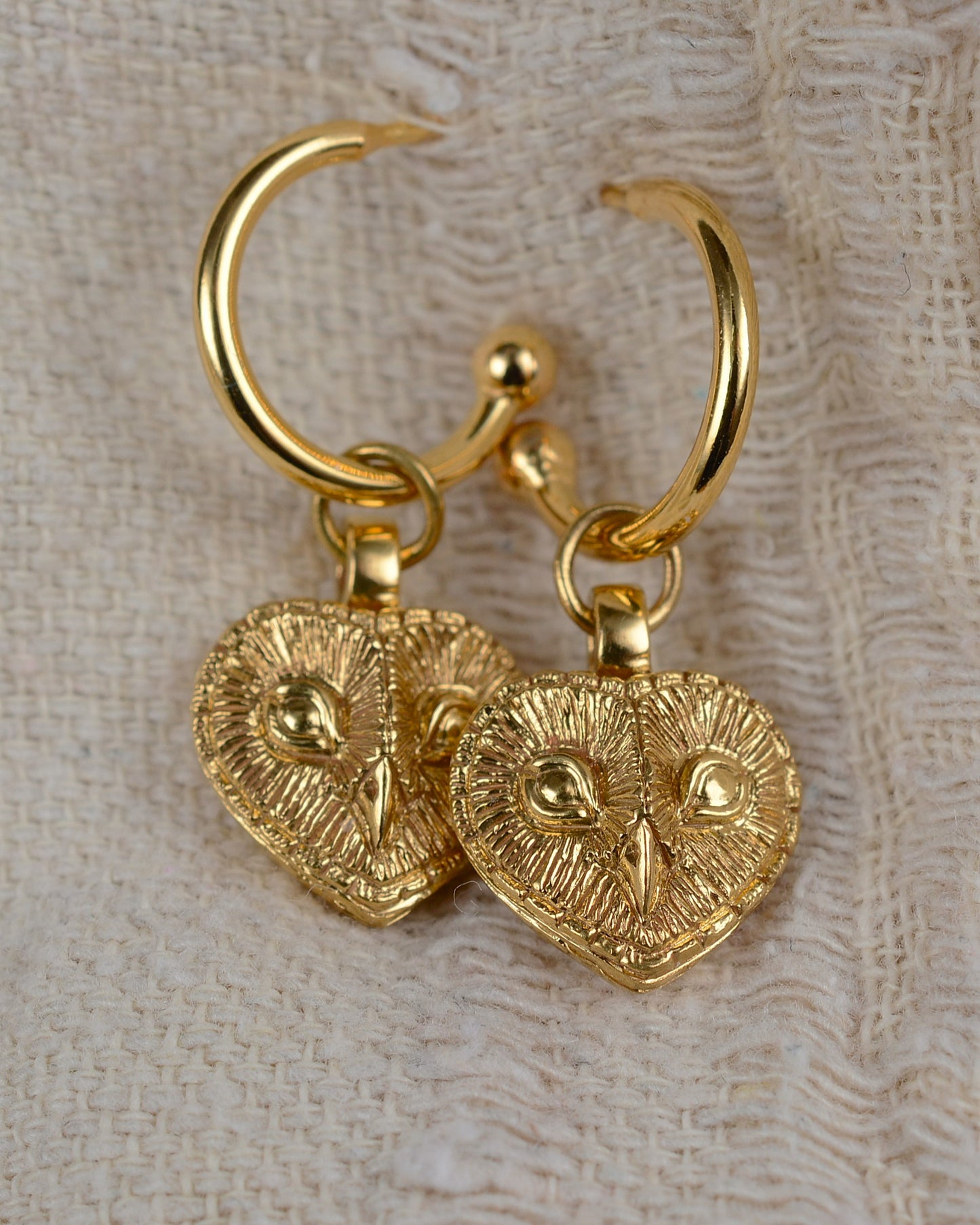 Gold plated, solid sterling silver Owl earrings *This piece is finished and ready to be shipped* © Adrian Ashley