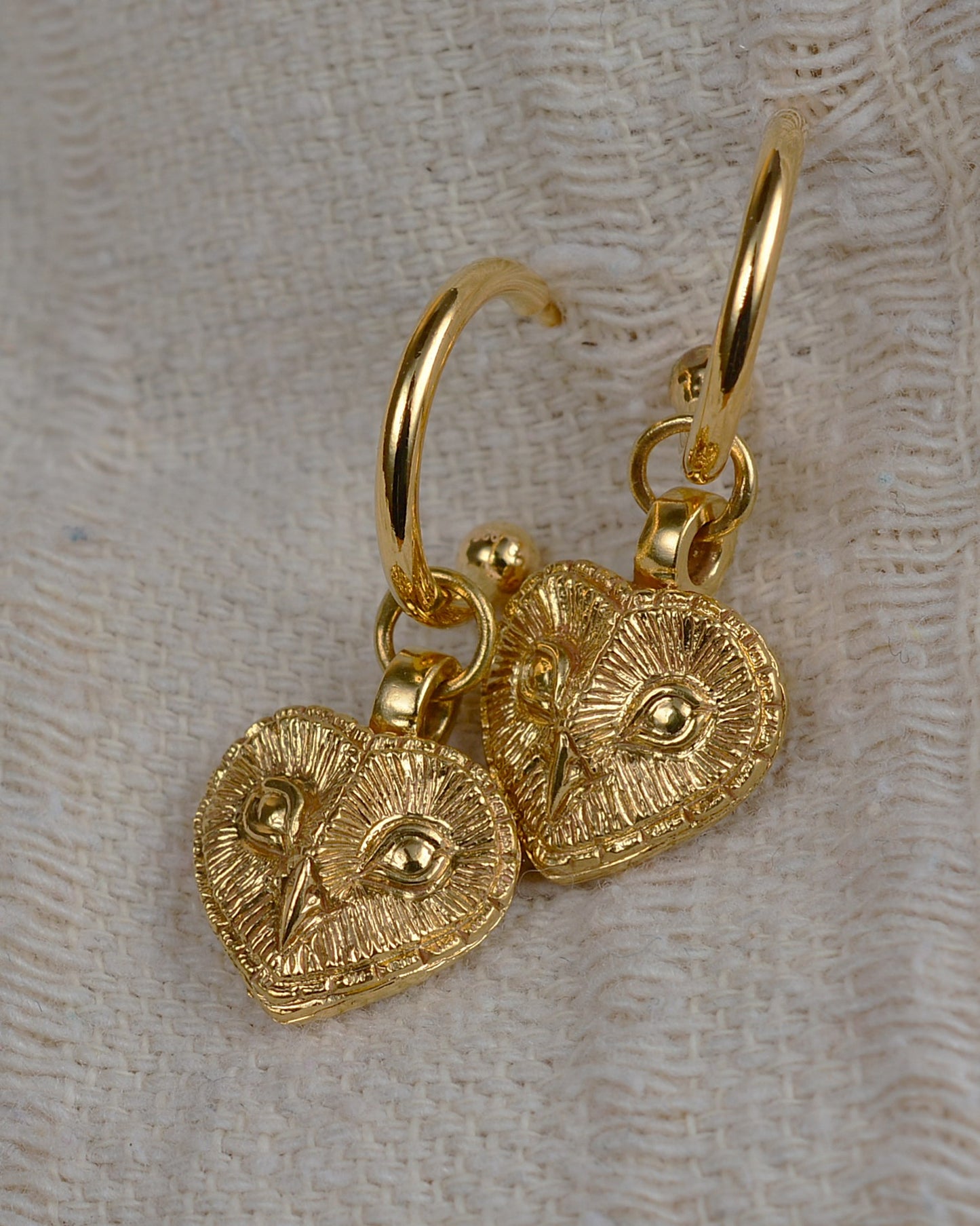 Gold plated, solid sterling silver Owl earrings *This piece is finished and ready to be shipped* © Adrian Ashley