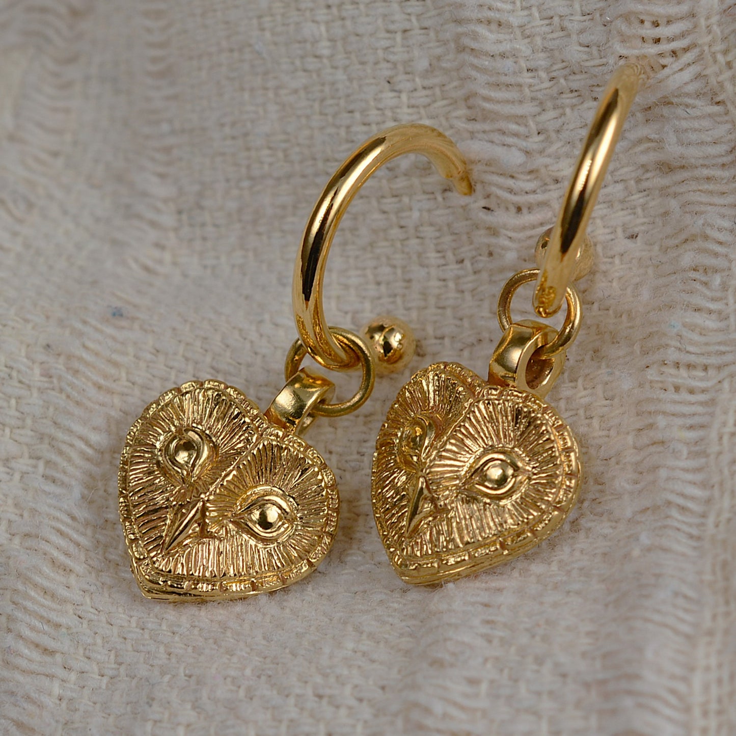 Gold plated, solid sterling silver Owl earrings *This piece is finished and ready to be shipped* © Adrian Ashley