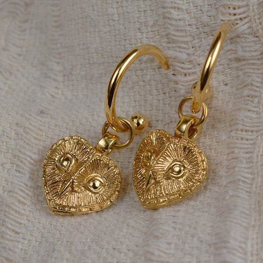 Gold plated, solid sterling silver Owl earrings *This piece is finished and ready to be shipped* © Adrian Ashley