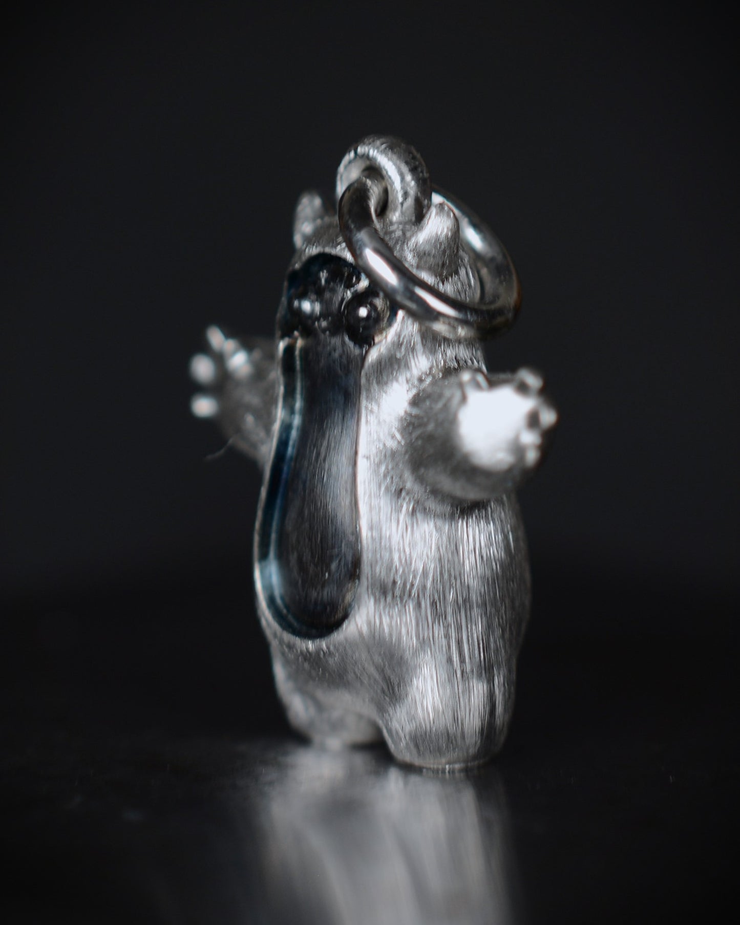 Pearshape Bright Creature Companion Being with black rhodium