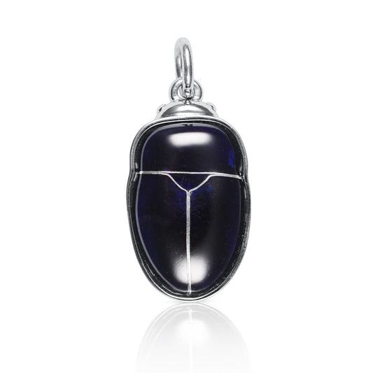 Purple Beetle pendant. Enamelled silver beetle necklace.