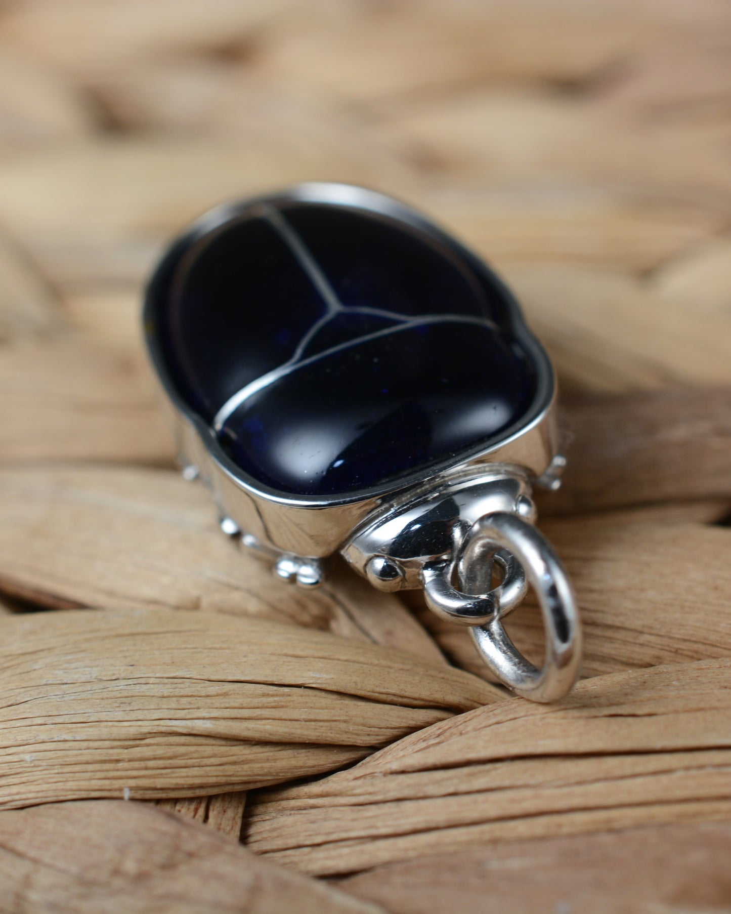 Purple Beetle pendant. Enamelled silver beetle necklace.