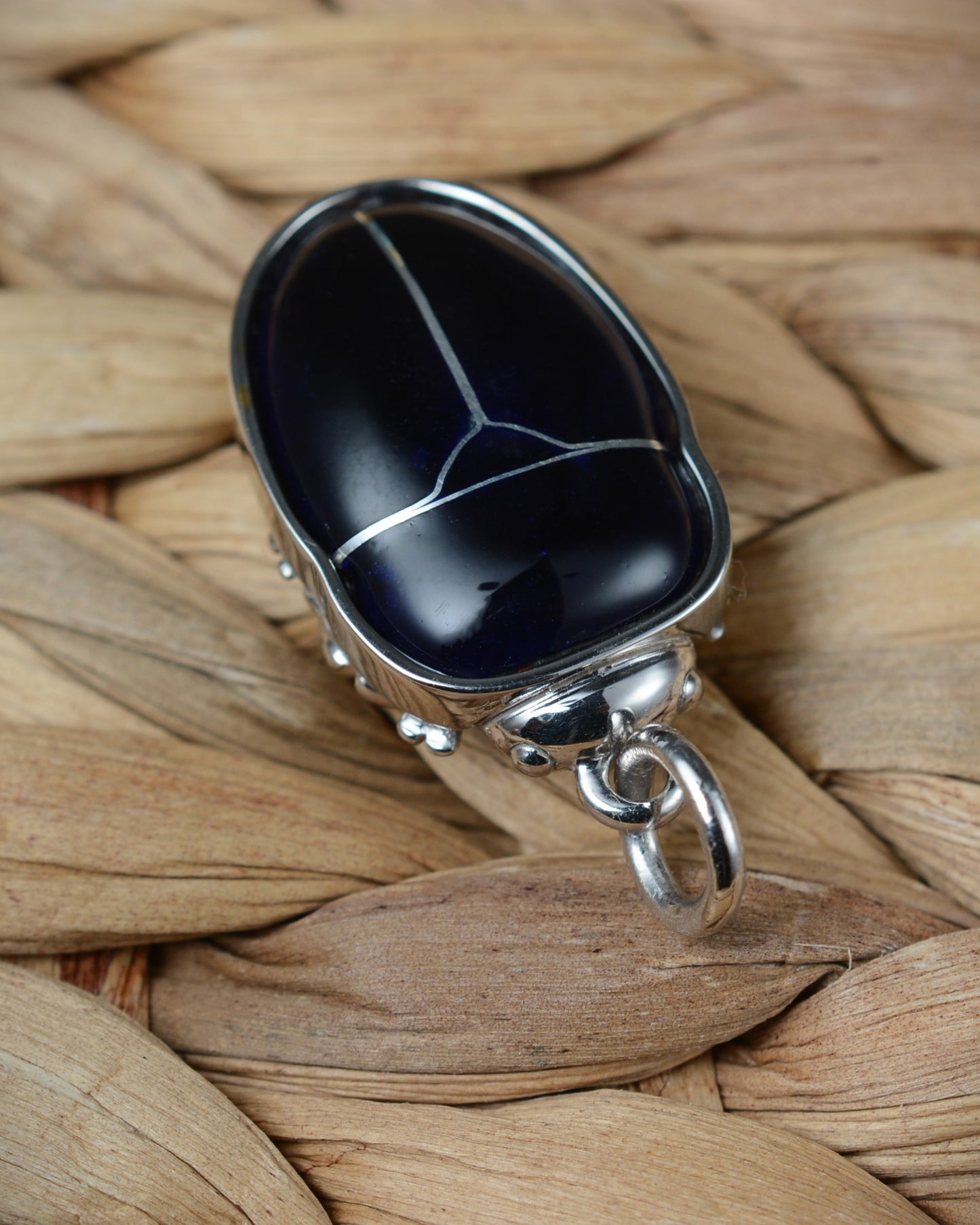 Purple Beetle pendant. Enamelled silver beetle necklace.