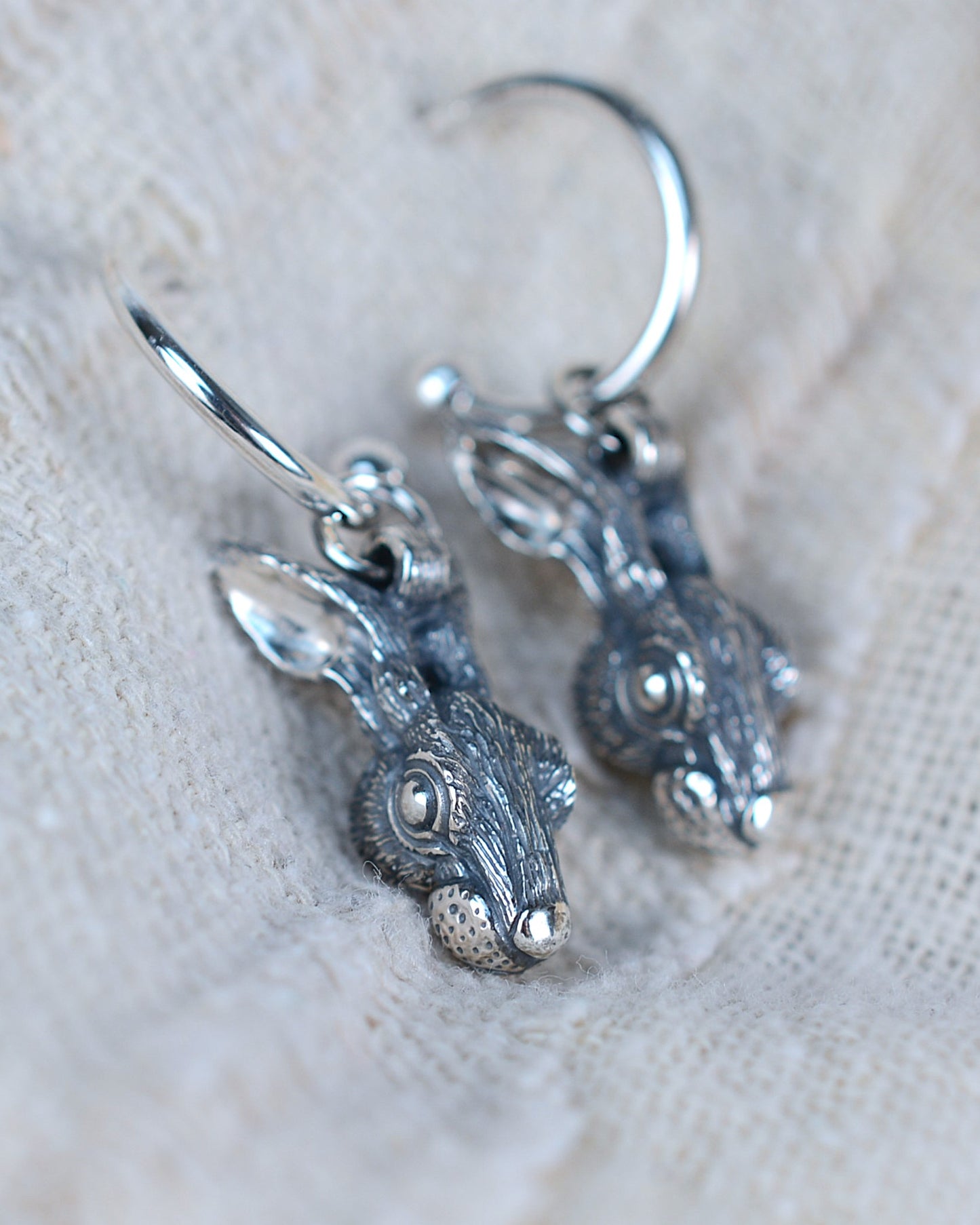 Rabbit earrings, sterling silver wildlife earrings *This piece is finished and ready to be shipped* © Adrian Ashley