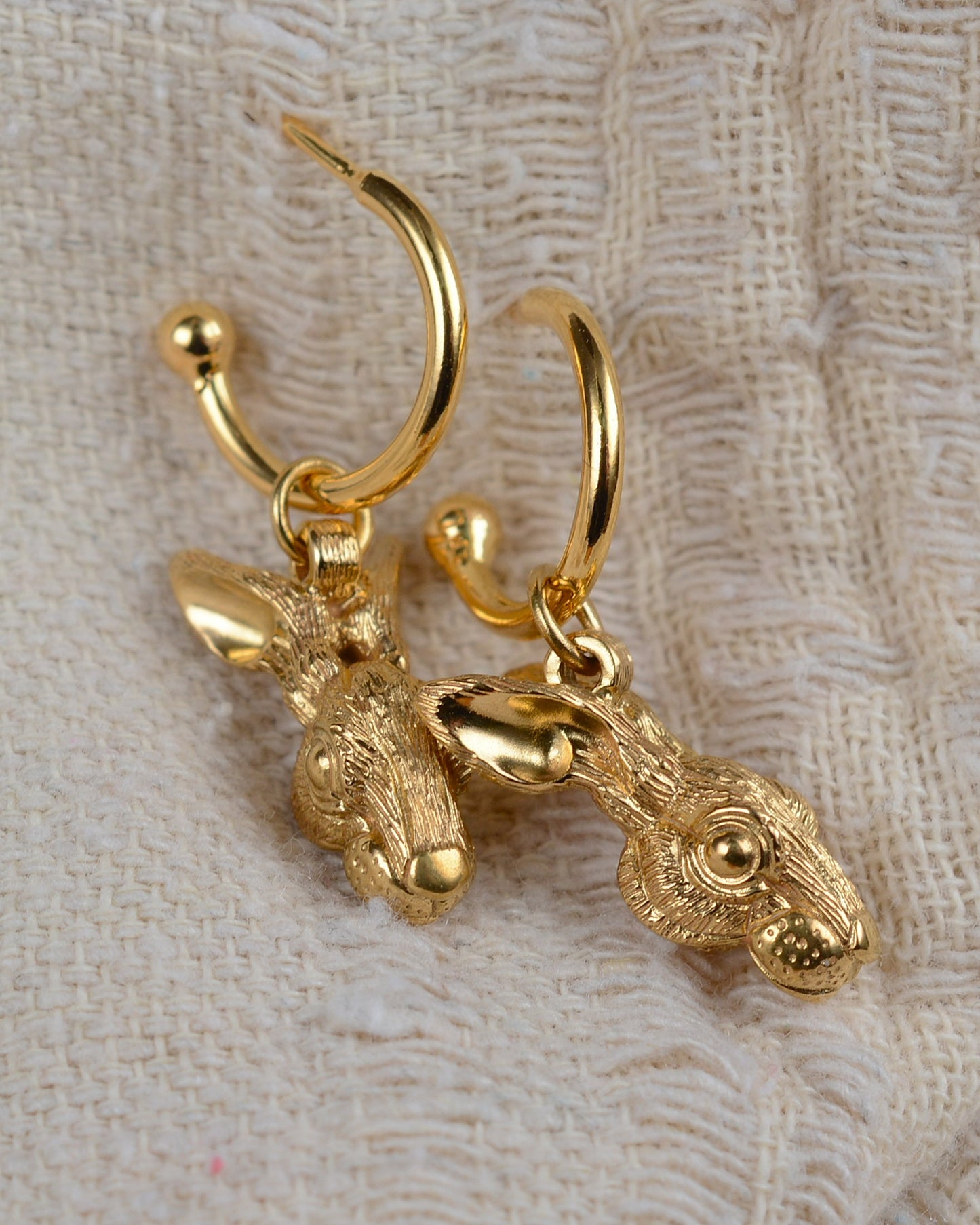 Gold plated, solid sterling silver, Rabbit earrings *This piece is finished and ready to be shipped* © Adrian Ashley