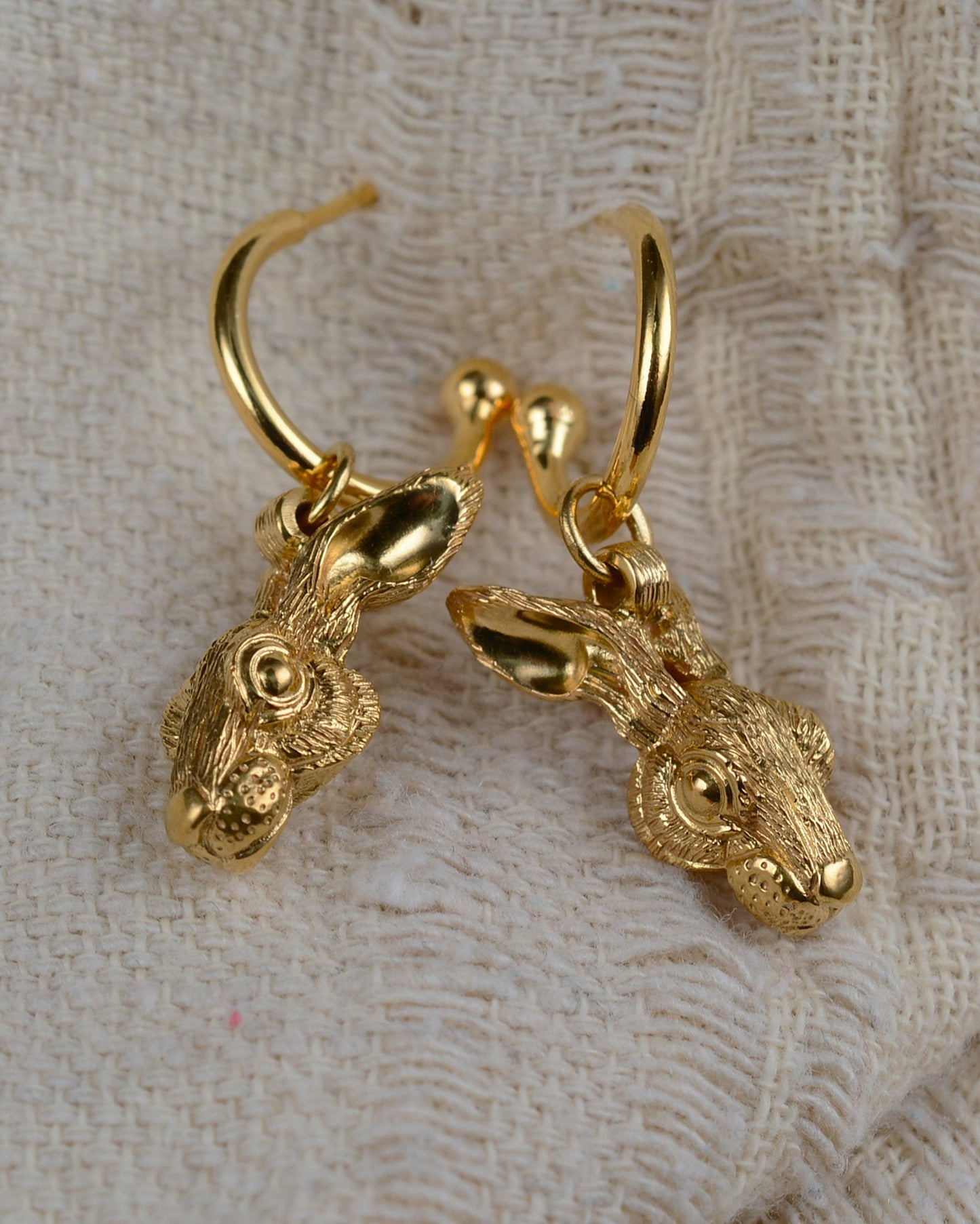 Gold plated, solid sterling silver, Rabbit earrings *This piece is finished and ready to be shipped* © Adrian Ashley