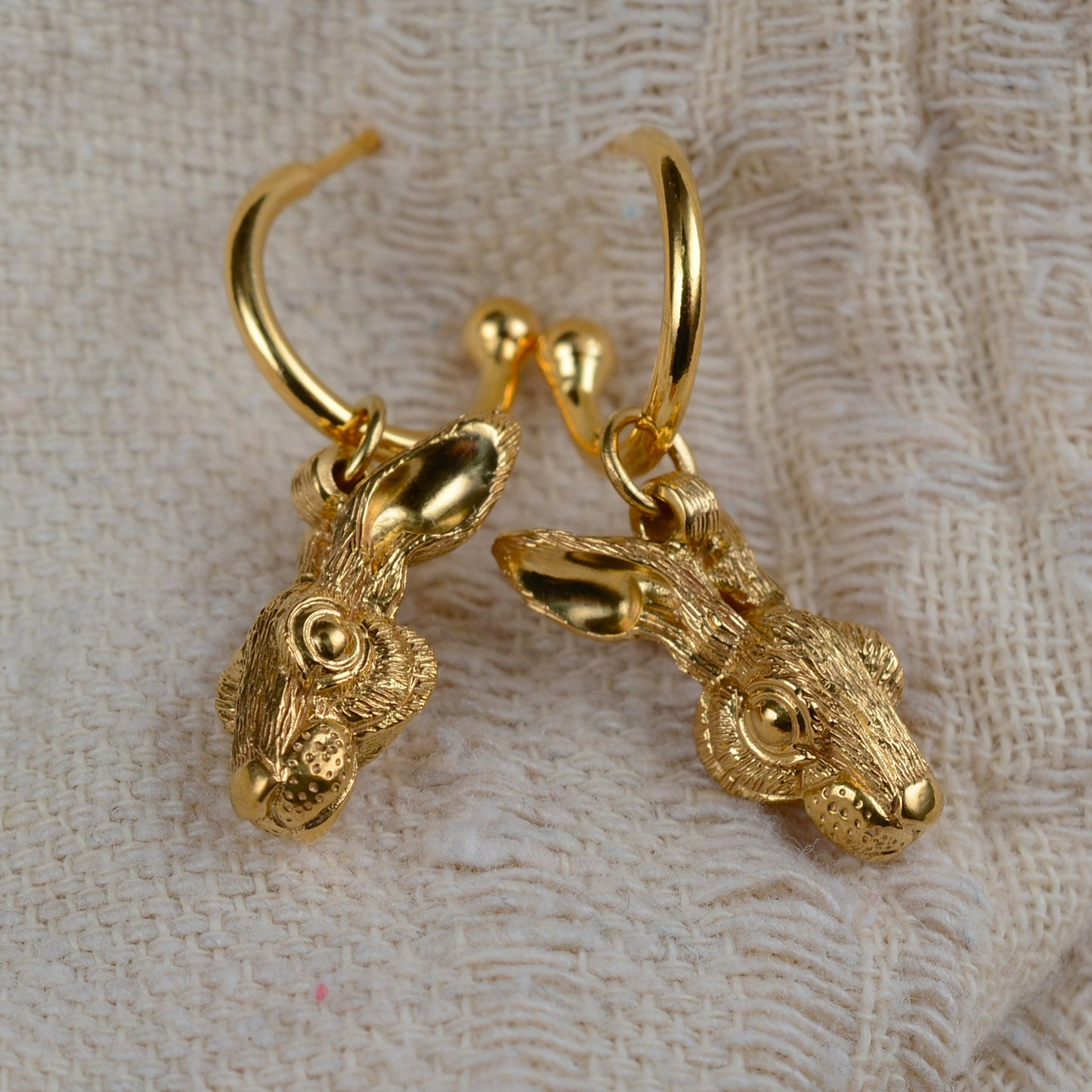 Gold plated, solid sterling silver, Rabbit earrings *This piece is finished and ready to be shipped* © Adrian Ashley