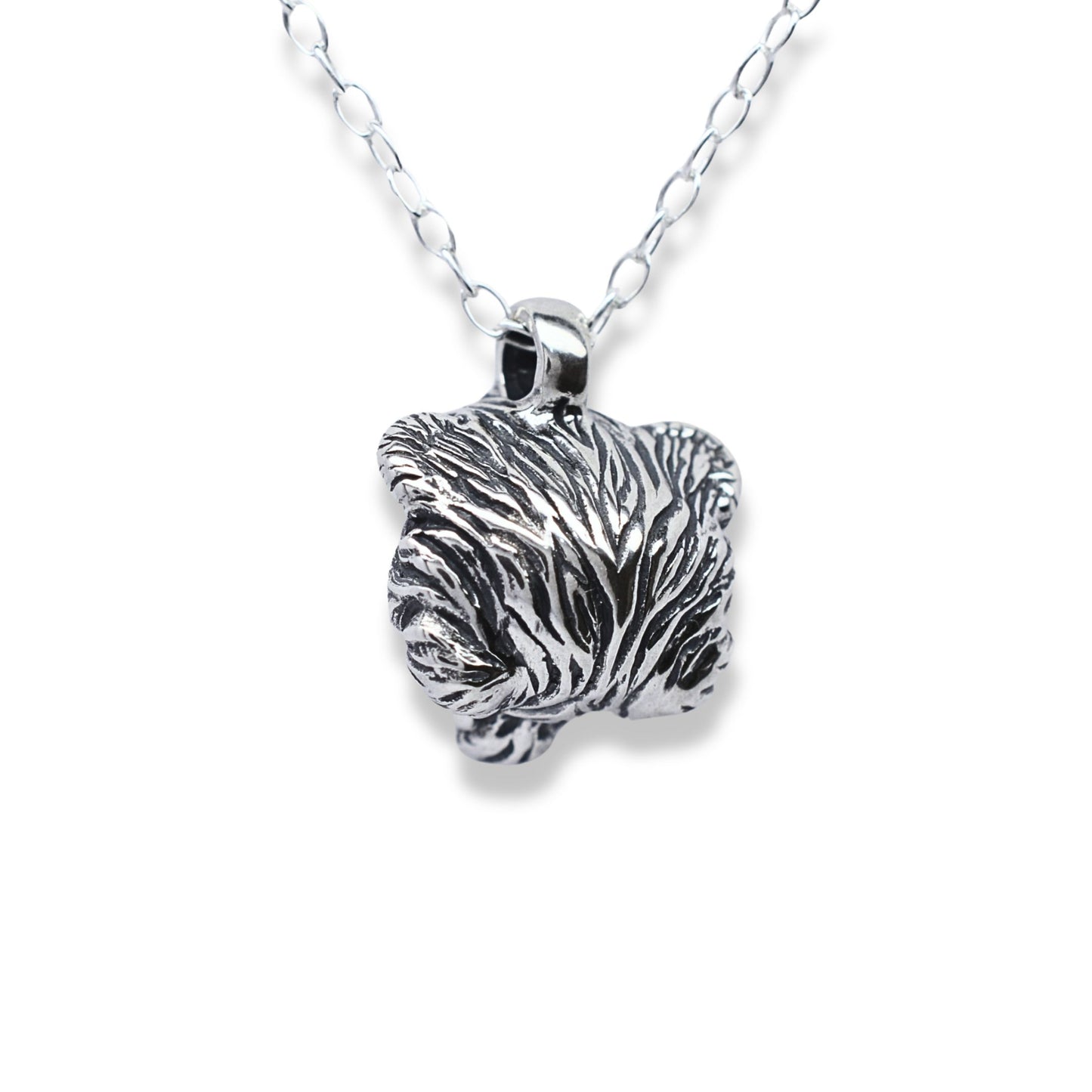 Solid sterling silver lion pendant and chain. © Adrian Ashley