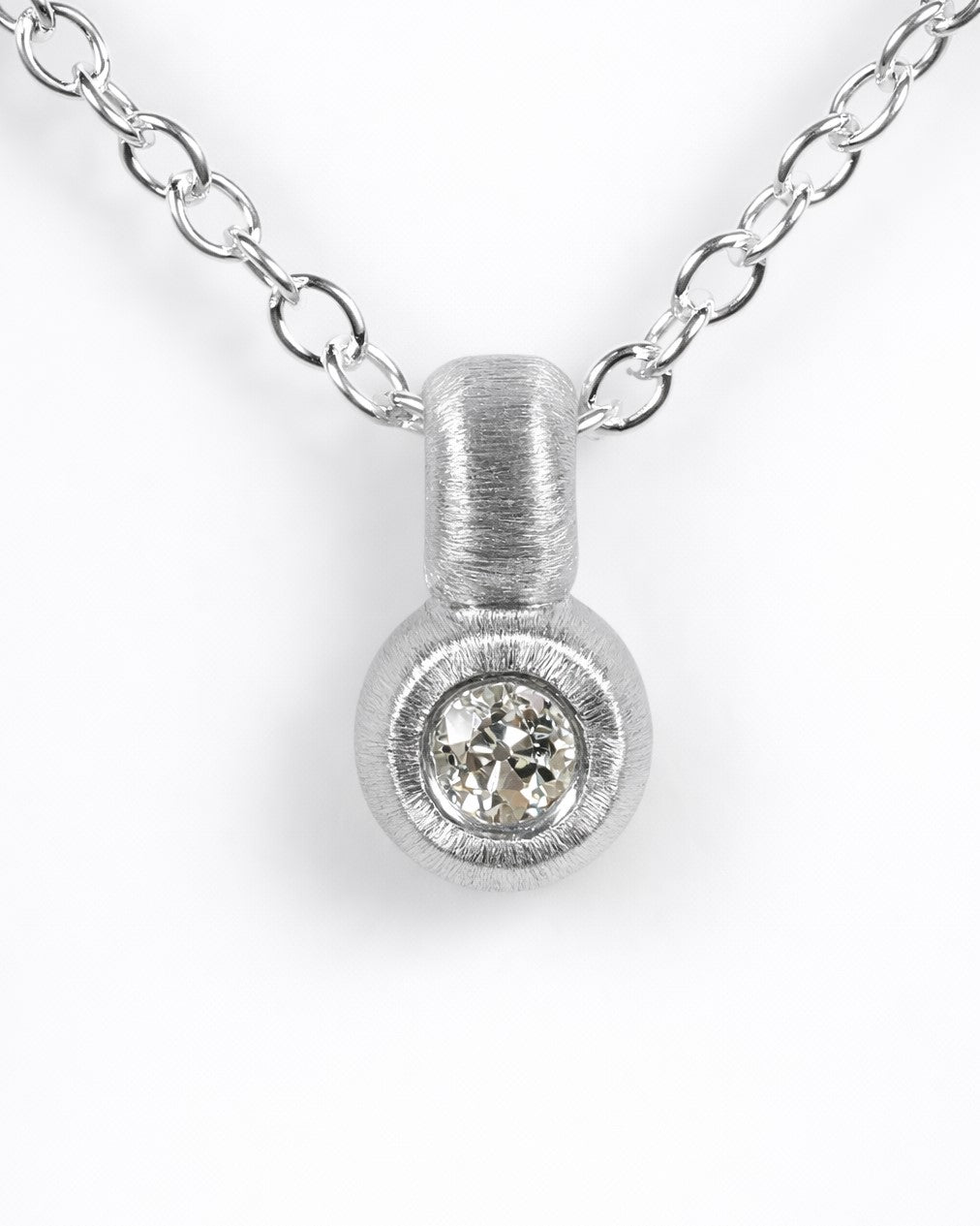 Pendant featuring a 0.13ct Old-cut diamond reclaimed from vintage jewellery.