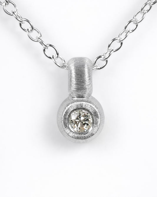 Pendant featuring a 0.13ct Old-cut diamond reclaimed from vintage jewellery.