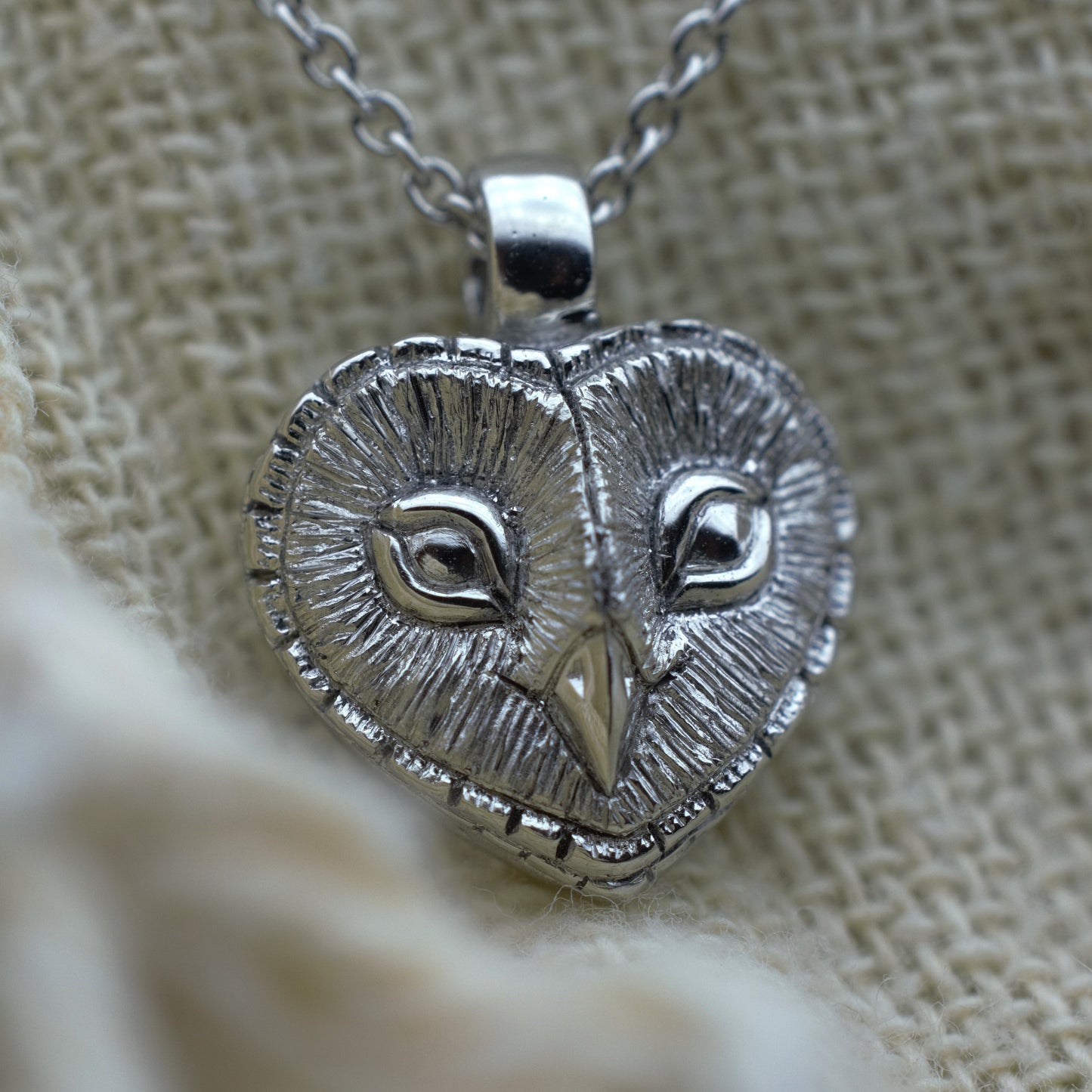 Platinum Owl charm with a solid platinum chain. Hand made to order. © Adrian Ashley