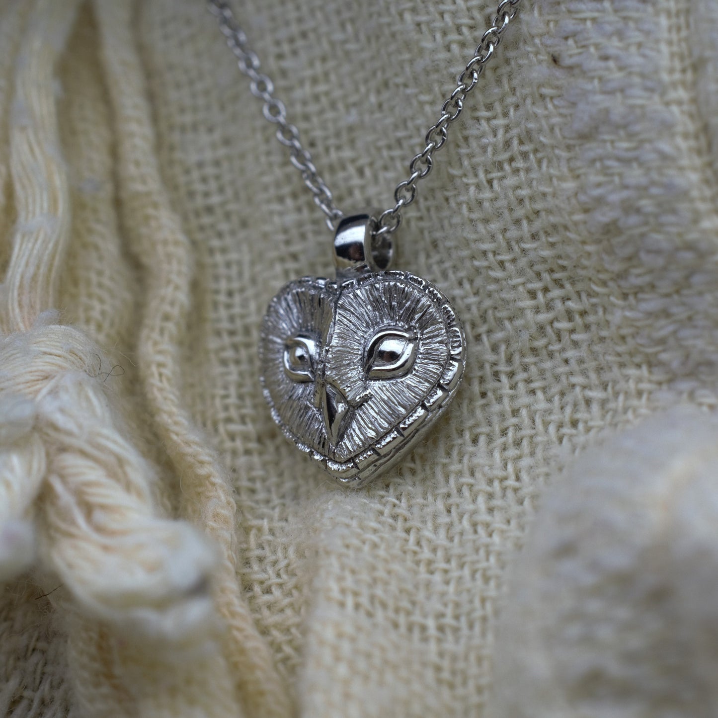 Platinum Owl charm with a solid platinum chain. Hand made to order. © Adrian Ashley