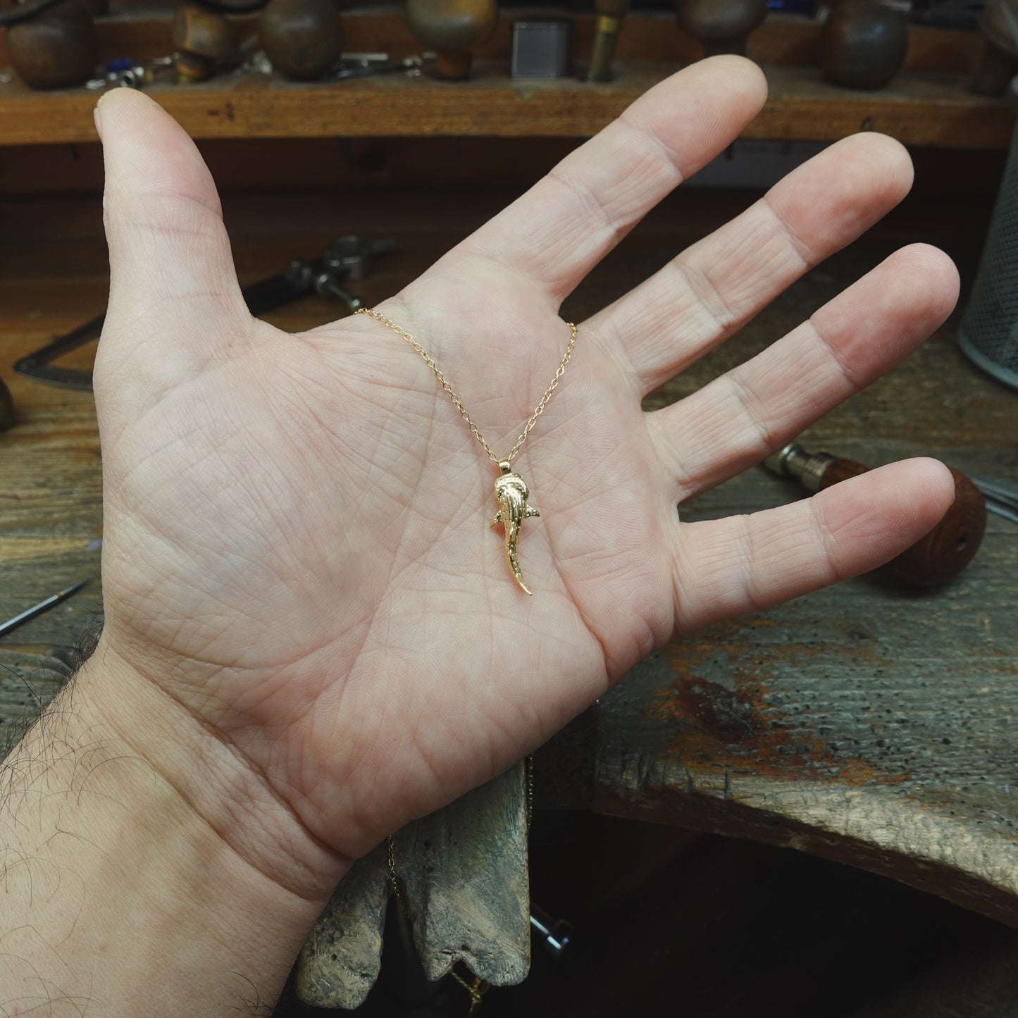 Solid gold whale shark charm pendant and chain. *Ready to be shipped*. © Adrian Ashley