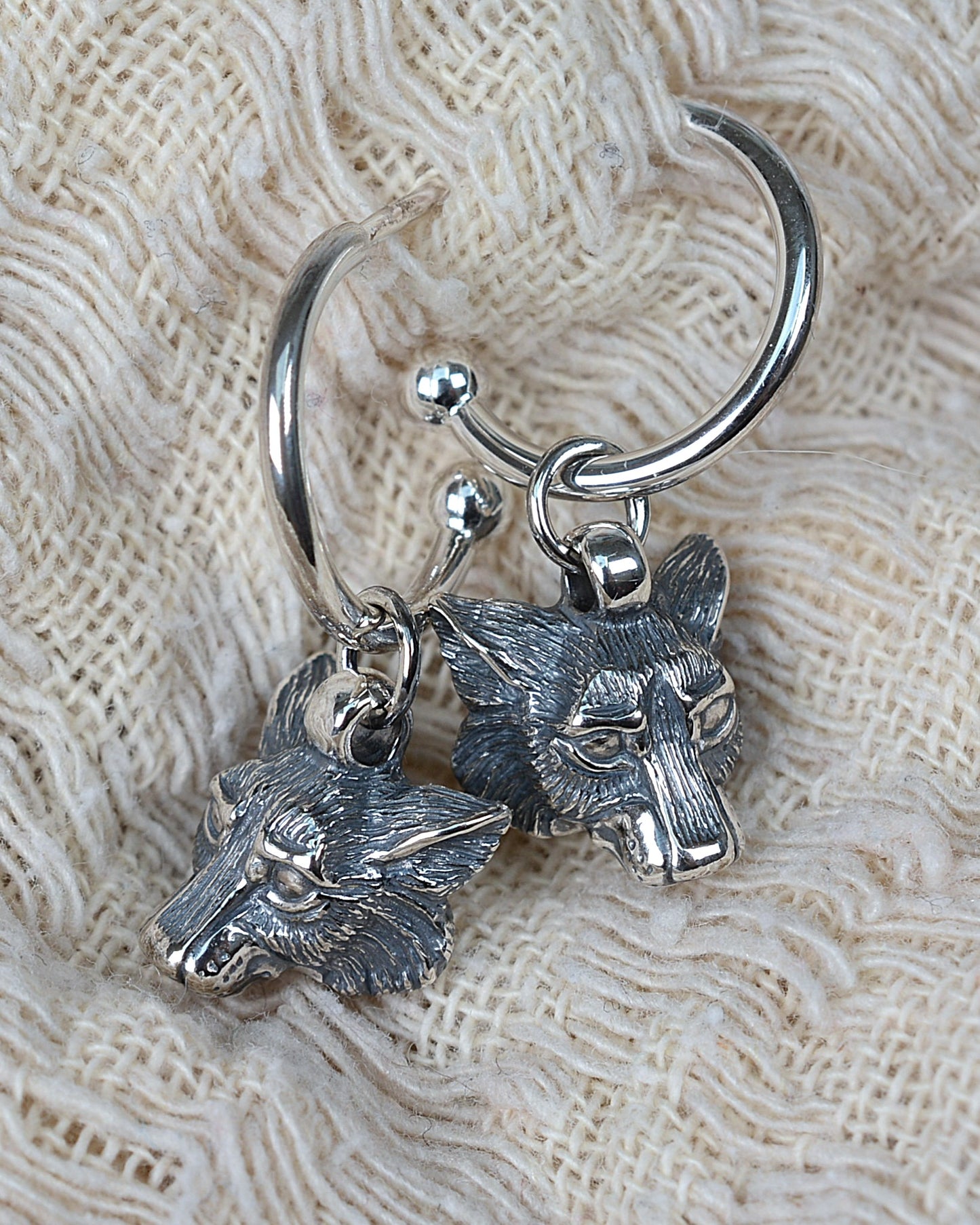 Wolf earrings, sterling silver wildlife earrings *This piece is finished and ready to be shipped* © Adrian Ashley