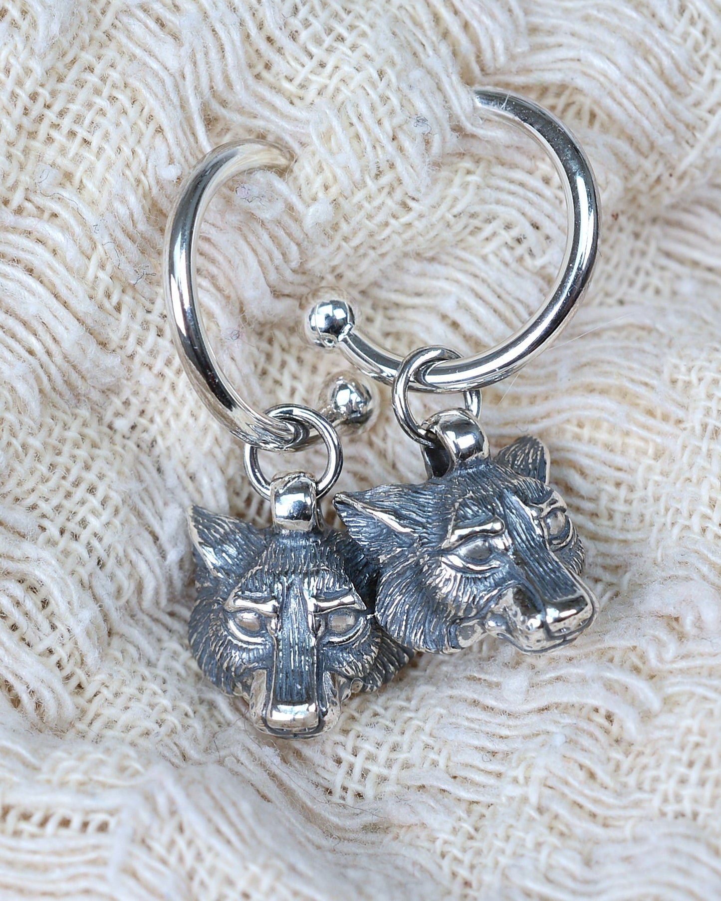 Wolf earrings, sterling silver wildlife earrings *This piece is finished and ready to be shipped* © Adrian Ashley