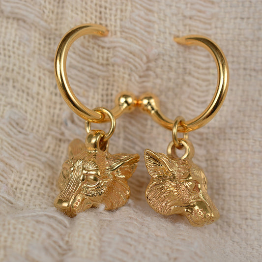 Gold plated, solid sterling silver Wolf earrings *This piece is finished and ready to be shipped* © Adrian Ashley