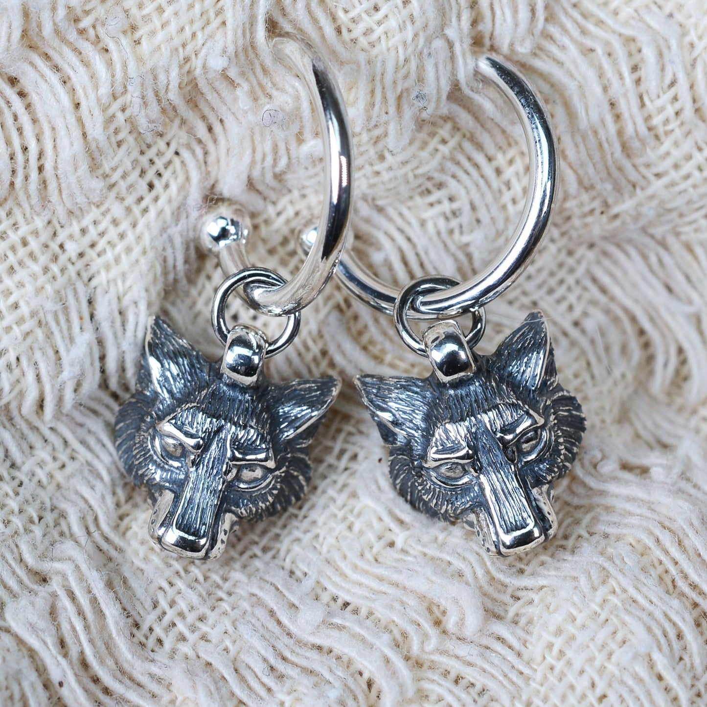 Wolf earrings, sterling silver wildlife earrings *This piece is finished and ready to be shipped* © Adrian Ashley