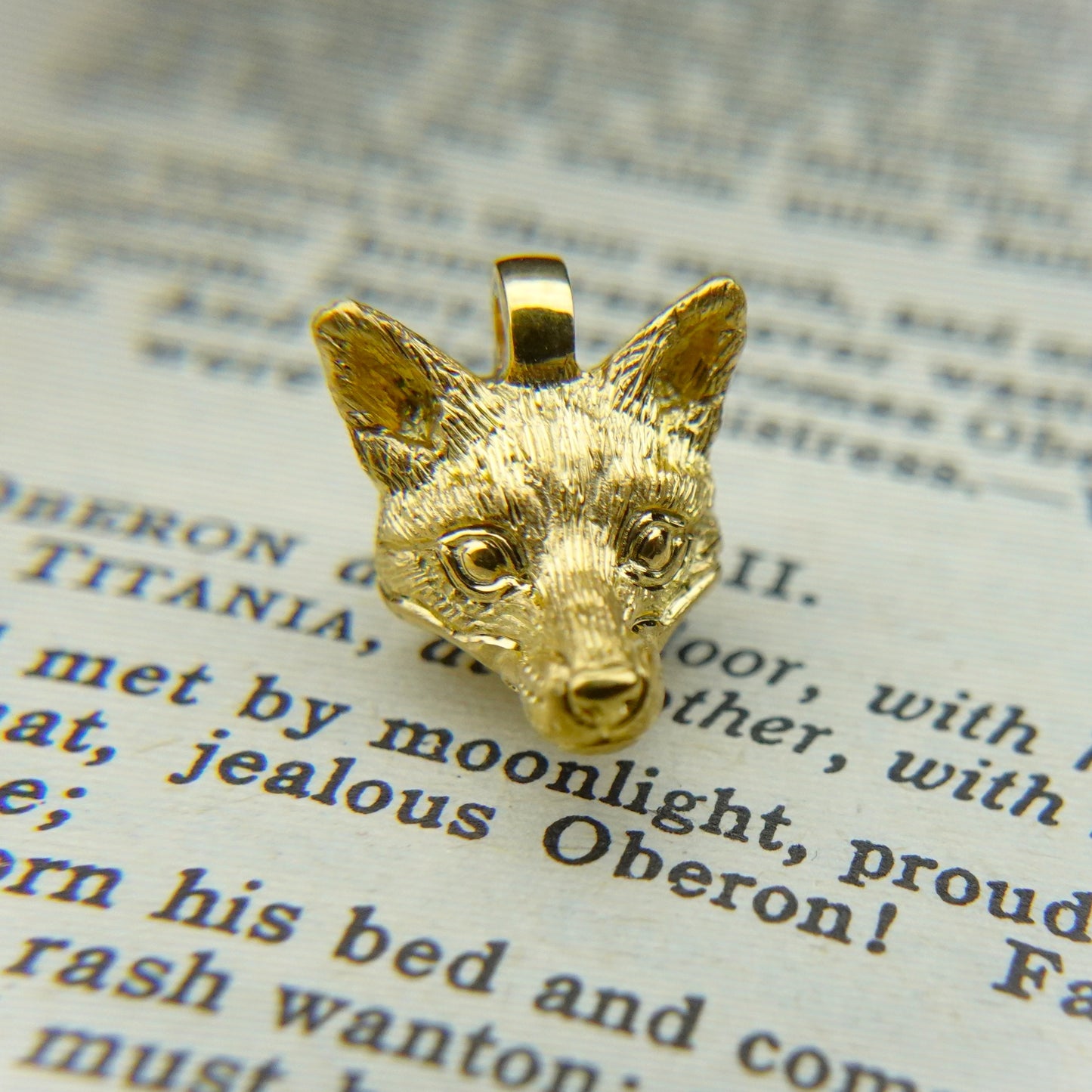 Solid 22ct gold fox pendant and platinum chain. Handmade to order. © Adrian Ashley