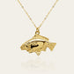 Gold plated silver Mirror Carp pendant and chain. © Adrian Ashley