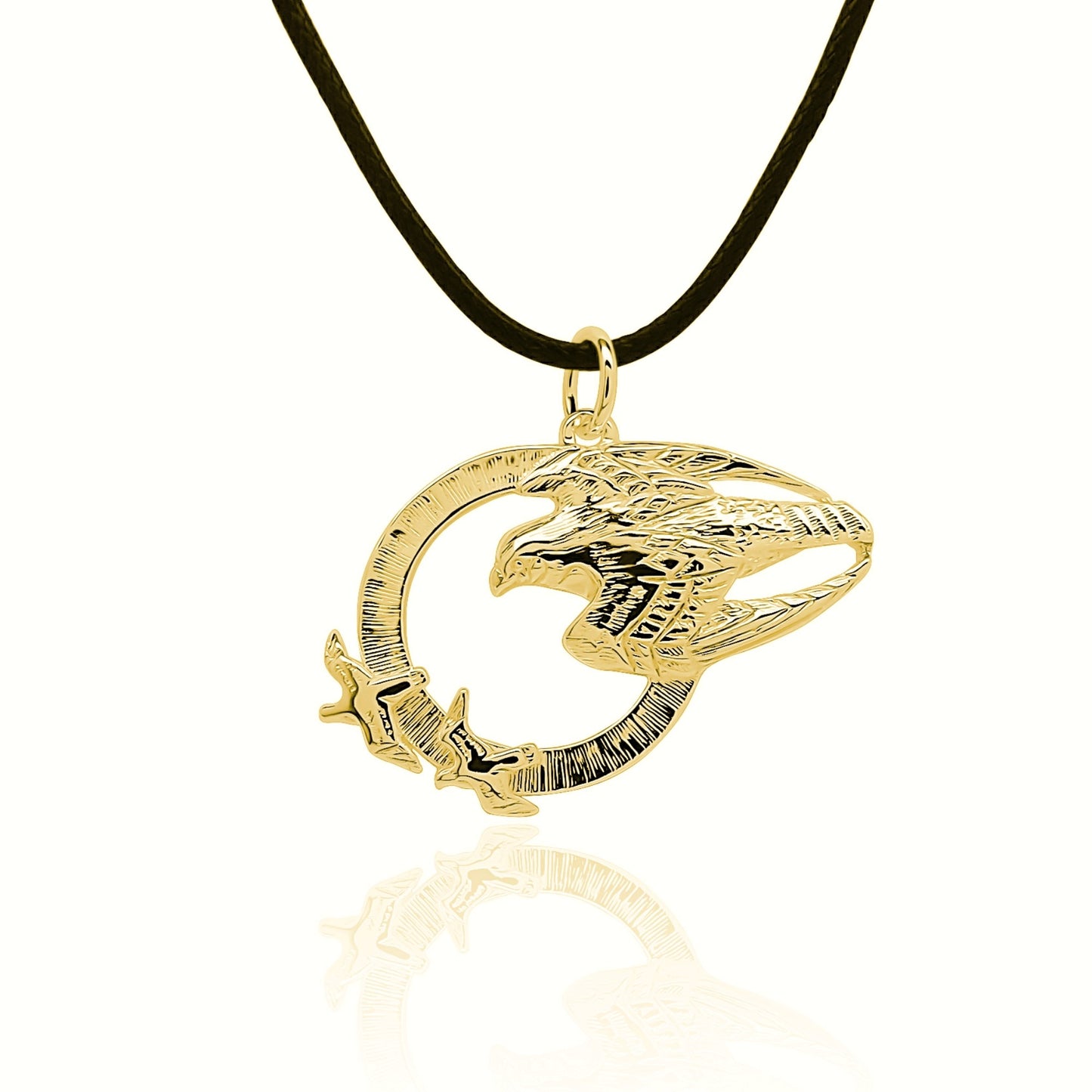 Gold plated silver falcon pendant & cord or chain © Adrian Ashley