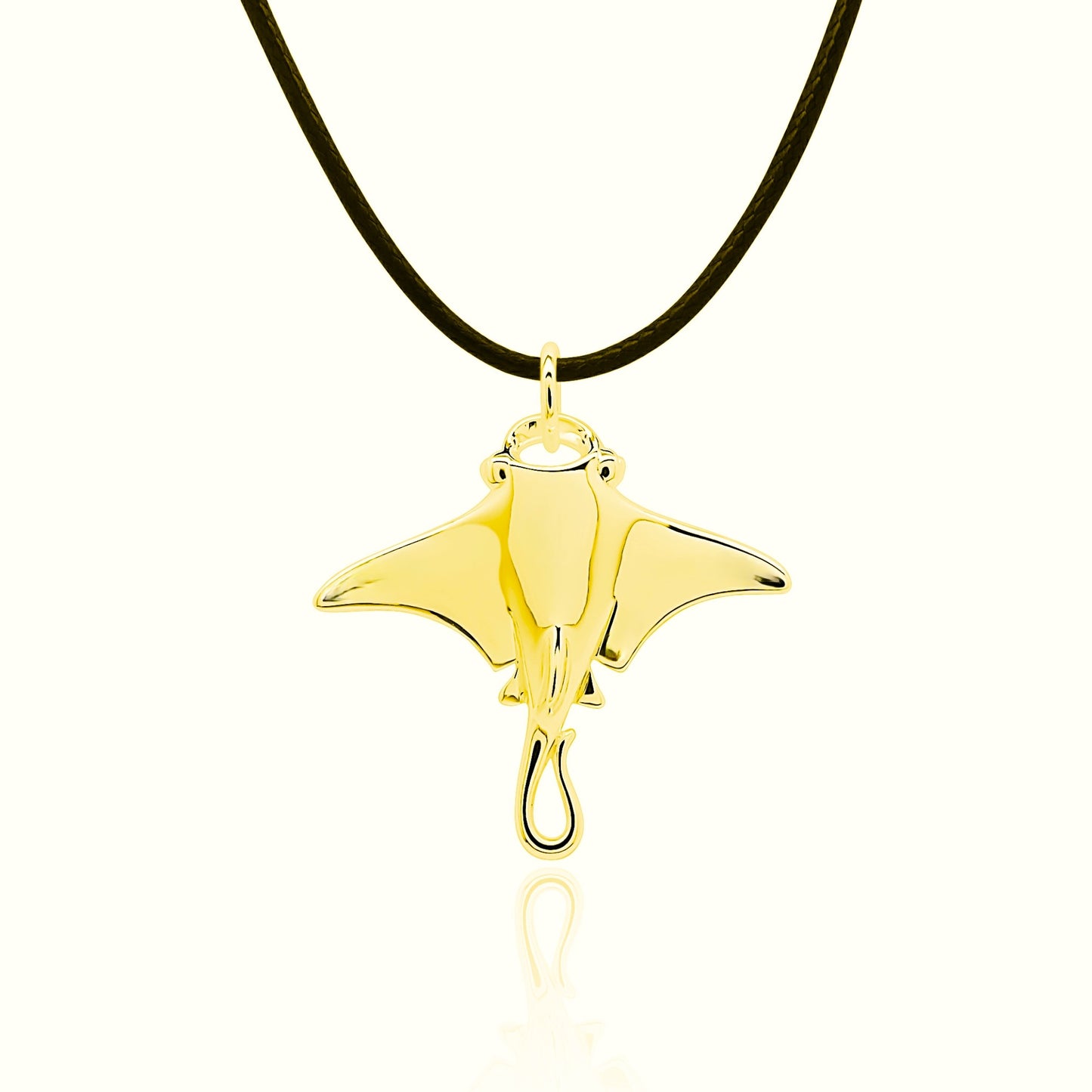 Gold plated silver Manta Ray pendant & cord or chain. © Adrian Ashley