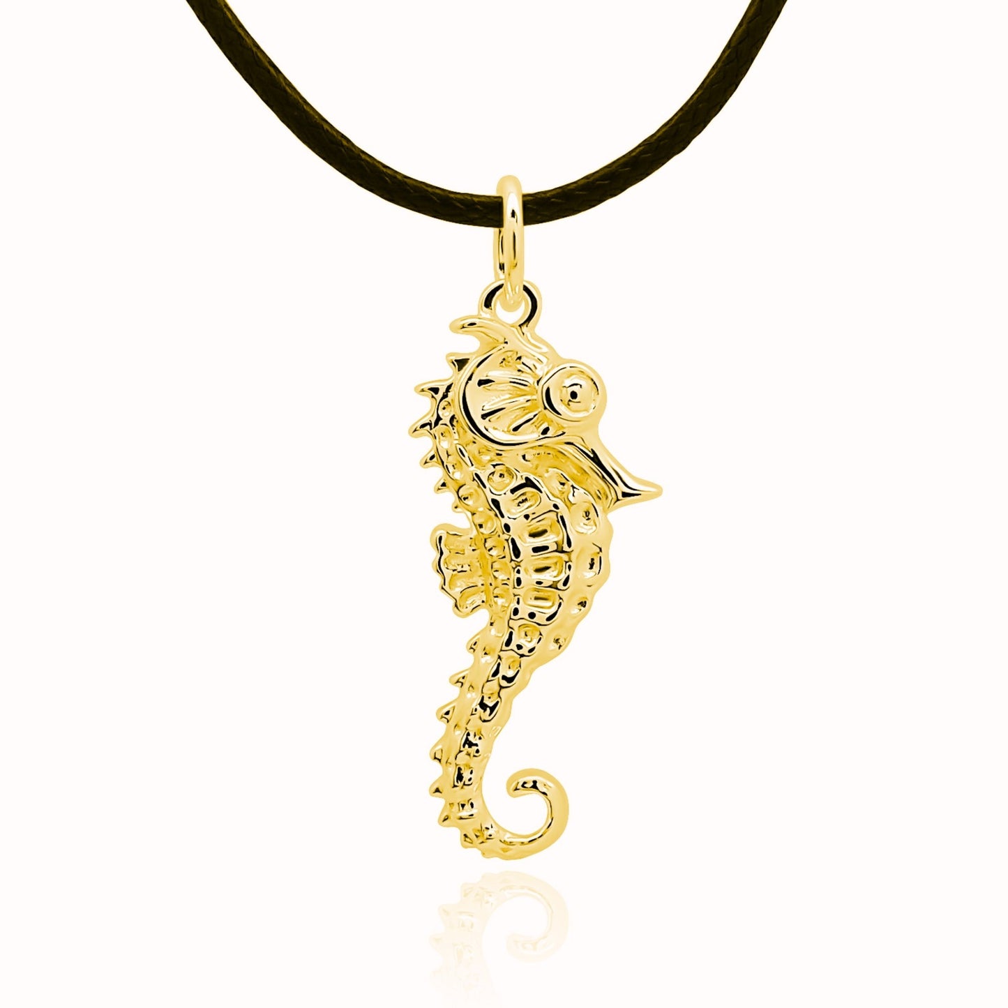 Gold plated silver Seahorse pendant & cord or chain. © Adrian Ashley