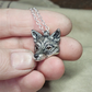 Small silver fox Necklace. Fox's head pendant in sterling silver with citrine eyes and a silver chain. © Adrian Ashley