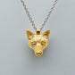 Solid 22ct gold fox pendant and platinum chain. Handmade to order. © Adrian Ashley