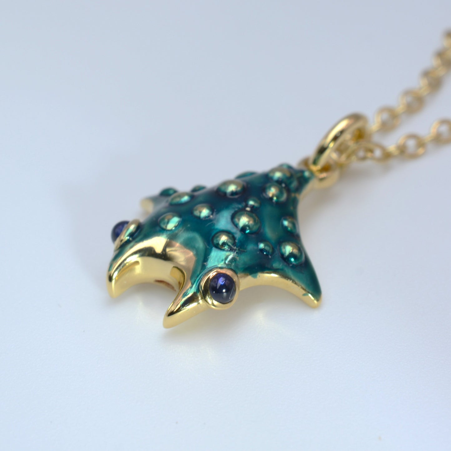 Blue Star Manta, pendant and chain *This unique piece is finished and ready to be shipped.*