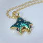 Blue Star Manta, pendant and chain *This unique piece is finished and ready to be shipped.*