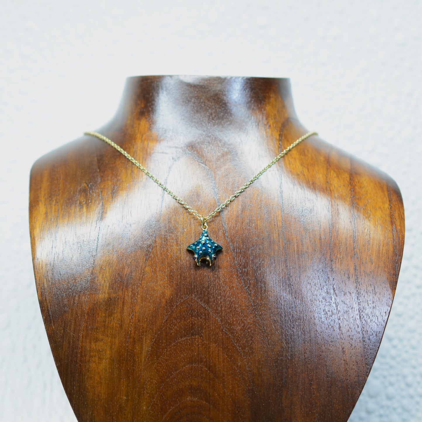 Blue Star Manta, pendant and chain *This unique piece is finished and ready to be shipped.*