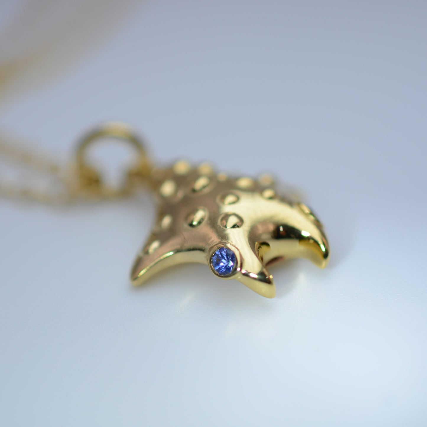 Sapphire Star Manta, pendant and chain *This unique piece is finished and ready to be shipped.*